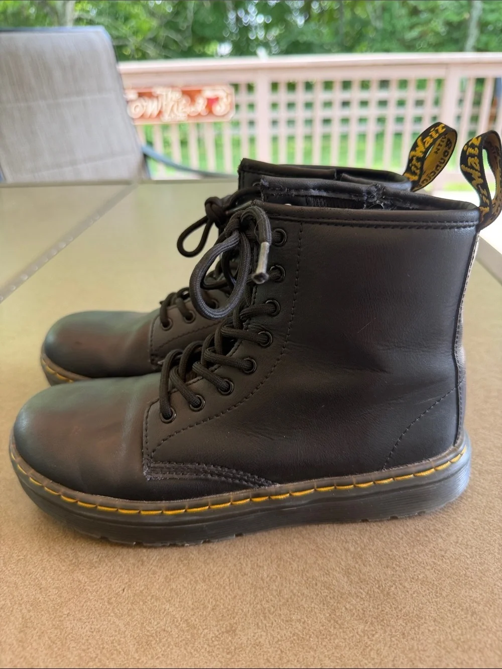 Dr. Martens Zavala J Black Combat Boots Youth US 3 EU 34 Side Zip Lace Up